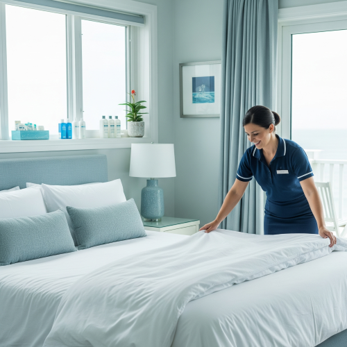 Pristine clean room with fresh linen